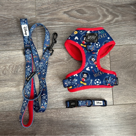 Disney Dog Disney 3 Psc Set Pet Harness Leash Collar Mickey By